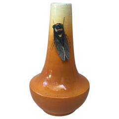 Vintage Majolica Vase with Cicada Sicard, circa 1950