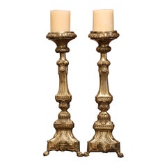 Pair of 19th Century French Repousse Brass Church Pic-Cierges Candle Holders