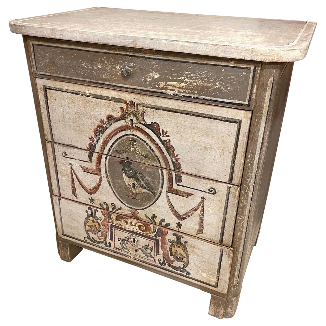 Continental Style Painted Chest For Sale
