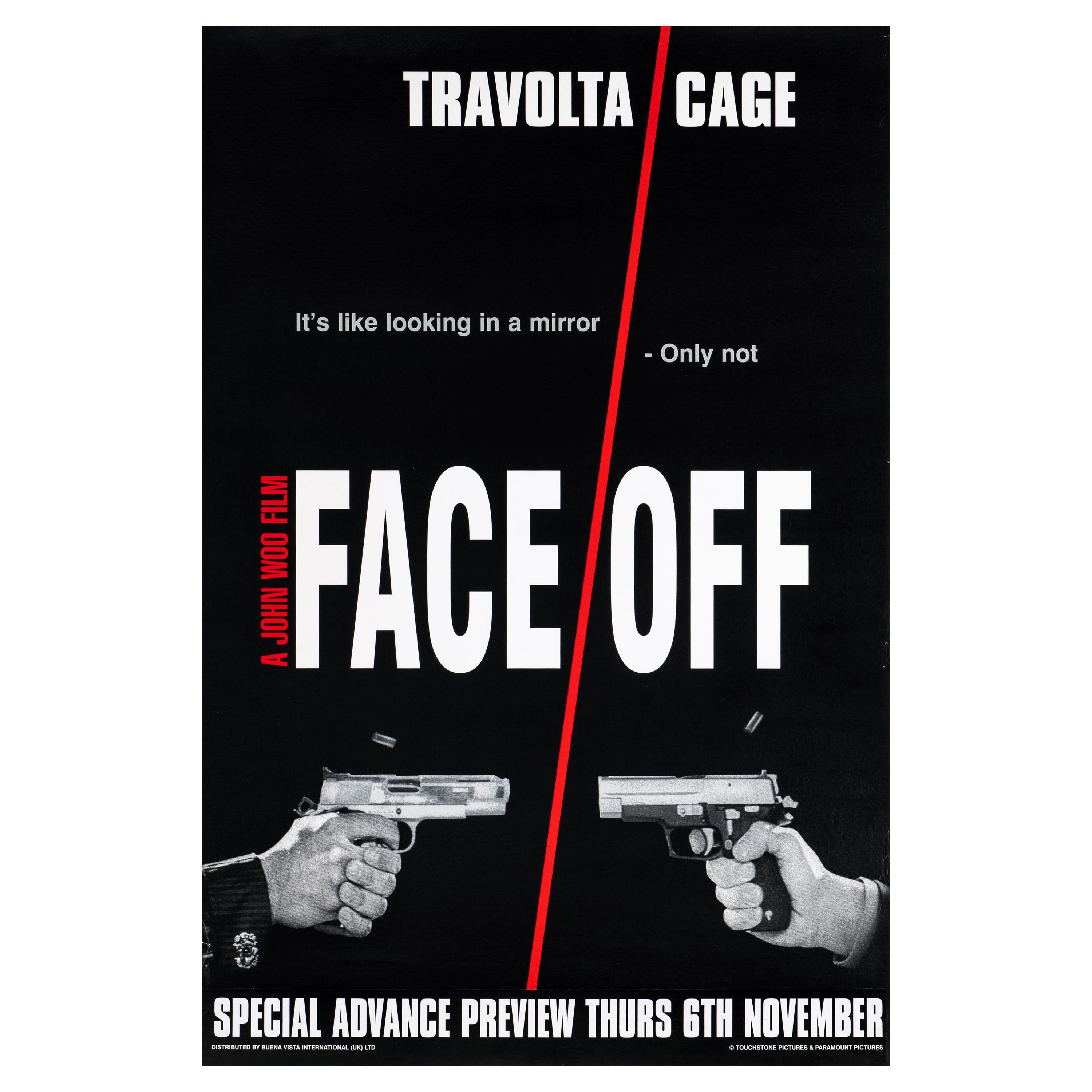 Póster original británico de la película "Face/Off" con doble corona, 1997