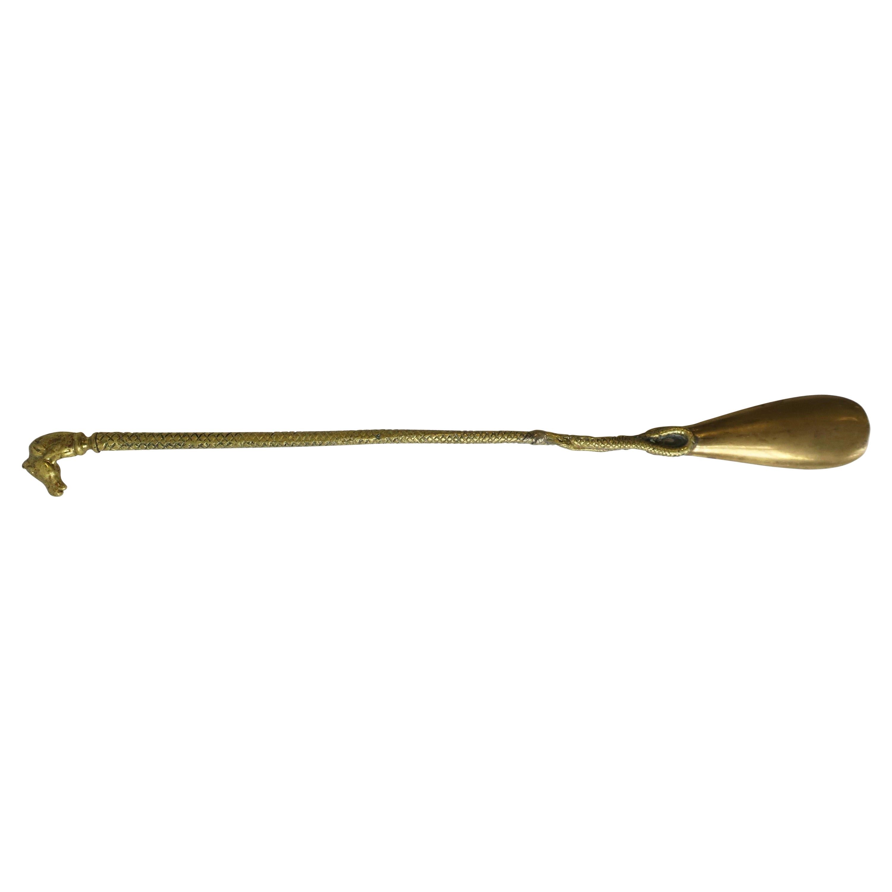 Brass Shoe Horn with Horse and Snake Design