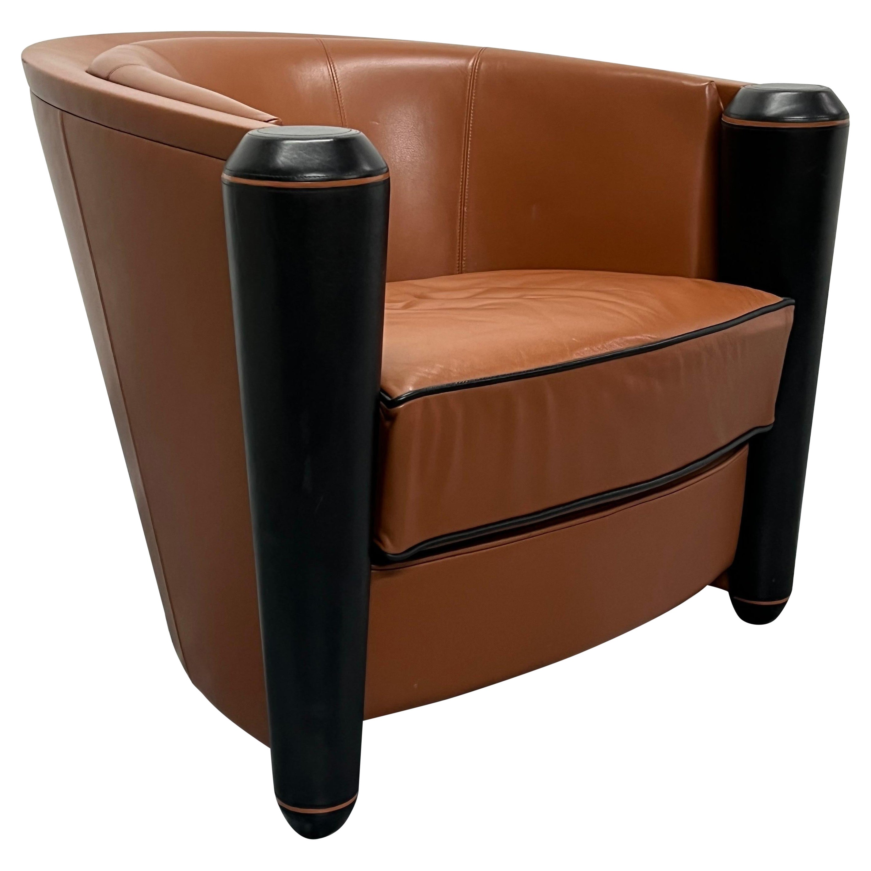 Adam Tihany i4 Mariani "Marnie" Leather Club Chair for Pace Collection, 1980s