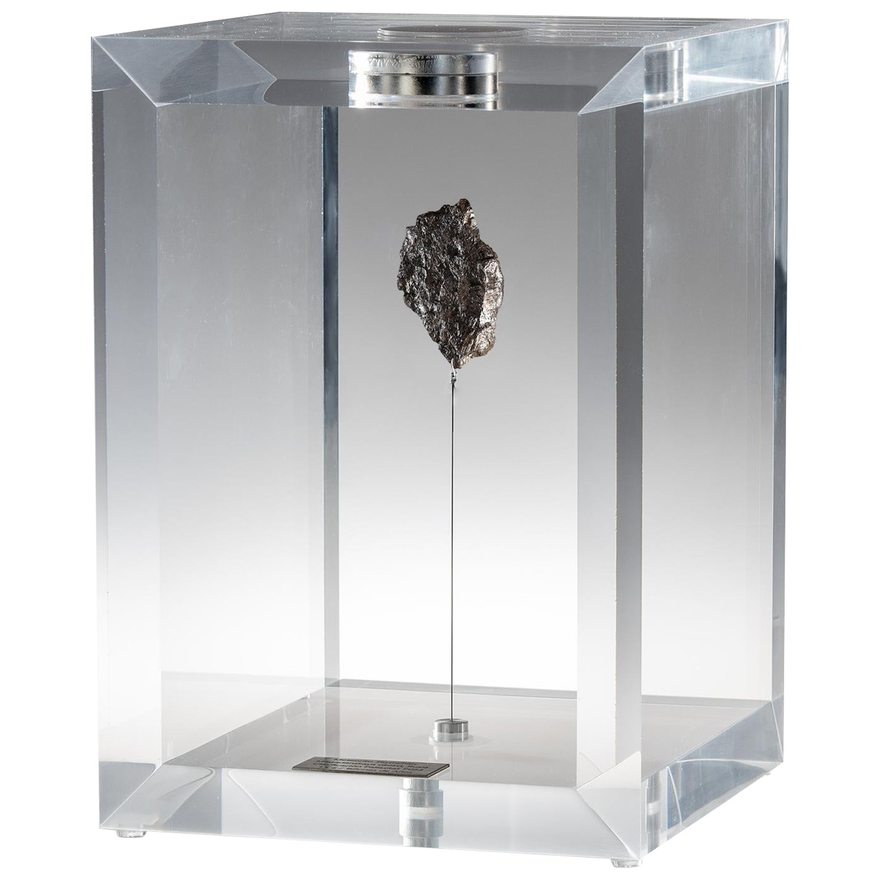Original Design, Space Box, Swedish Muonionalusta, Meteorite in Acrylic Box For Sale