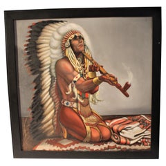 Indian Chief Painting Signed & Dated 1936