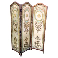 Vintage Florentine Gold Folding Screen, Italian Gilt Boudoir Screen, Room Divider