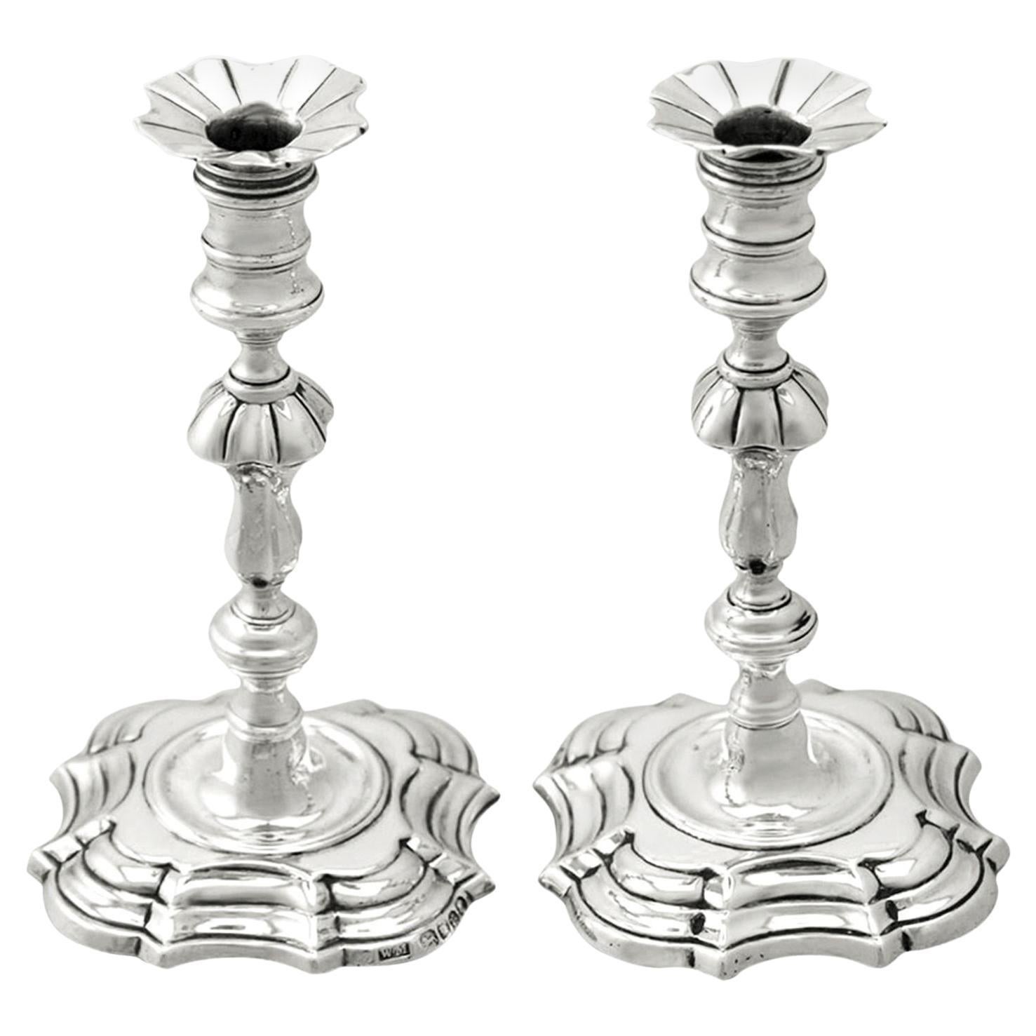 Viktorianische englische Sterling Silber Kegel-Kerzenhalter