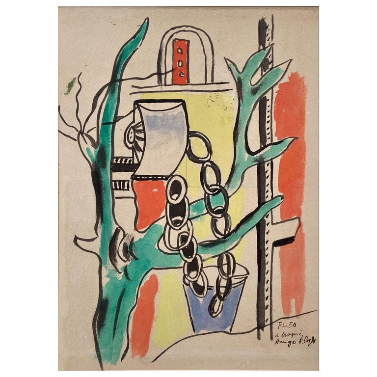 Fernand Léger, The Well, Gouache on Paper, 1951 For Sale