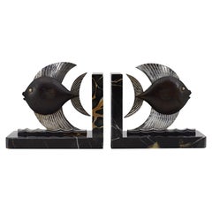 French Art Deco Fishes Bookends, 1930s