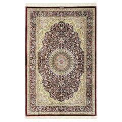 Nazmiyal Collection Silk Persian Qum Rug. Size: 5 ft x 7 ft 10 in 