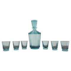 Art Deco Carafe with Set of Six Glasses, 1930s
