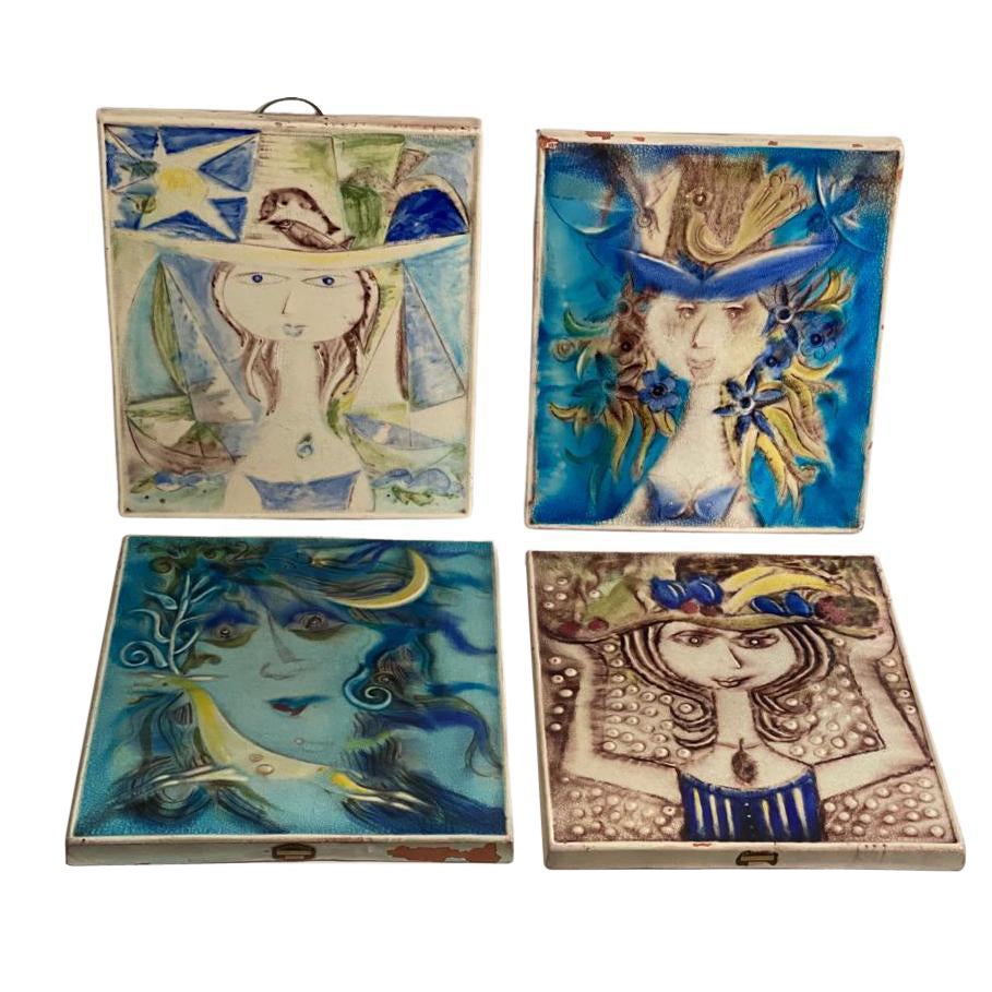 Piotr Baro Knabstrup Denmark Plaques, Set of Four 1950's For Sale