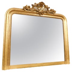 Antique Gilded Mirror with Carved Molding, 19th Century France