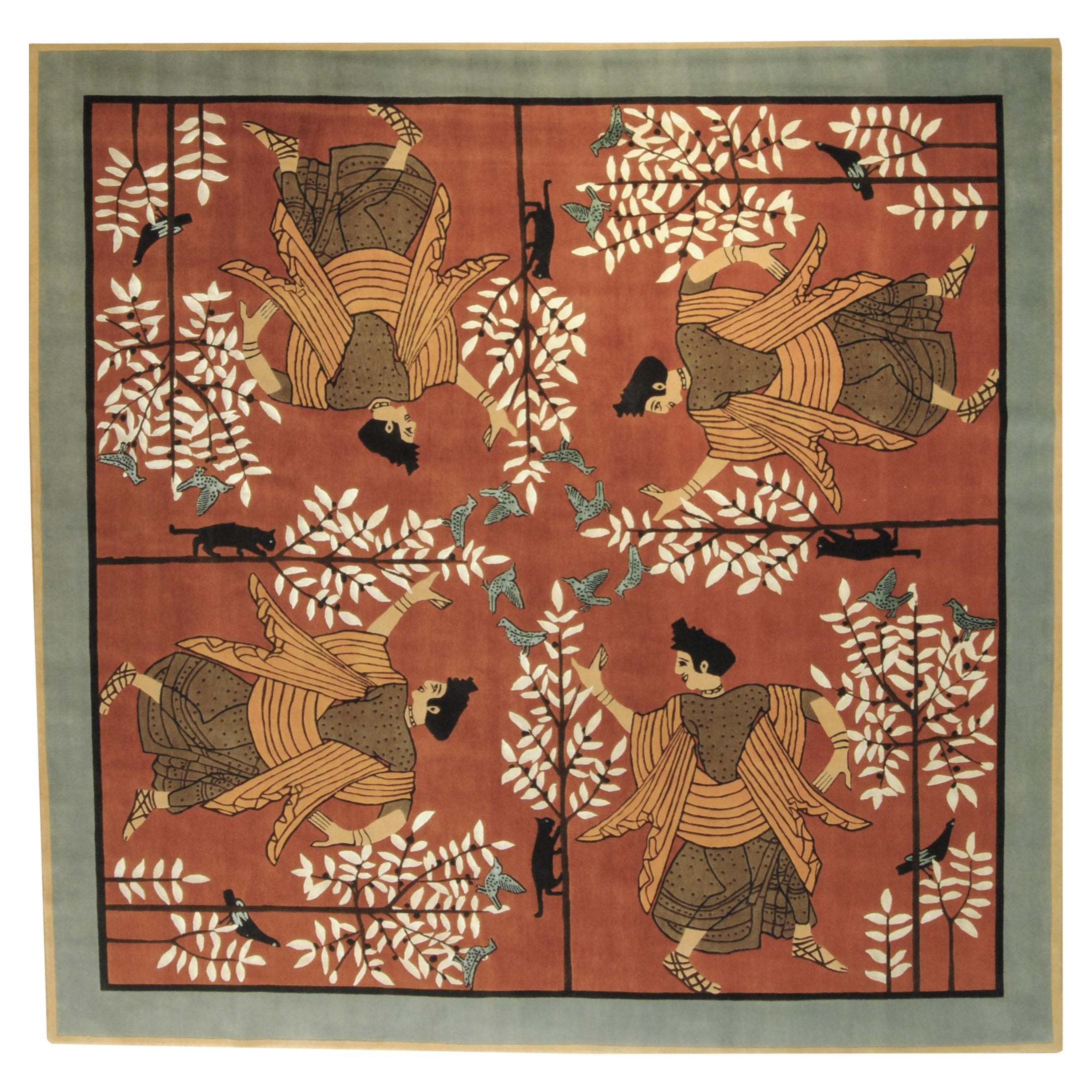 Nepal, handgefertigter Teppich des 21. Jahrhunderts von Linde Burkhardt „Dalle Gioie degli Etruschi“