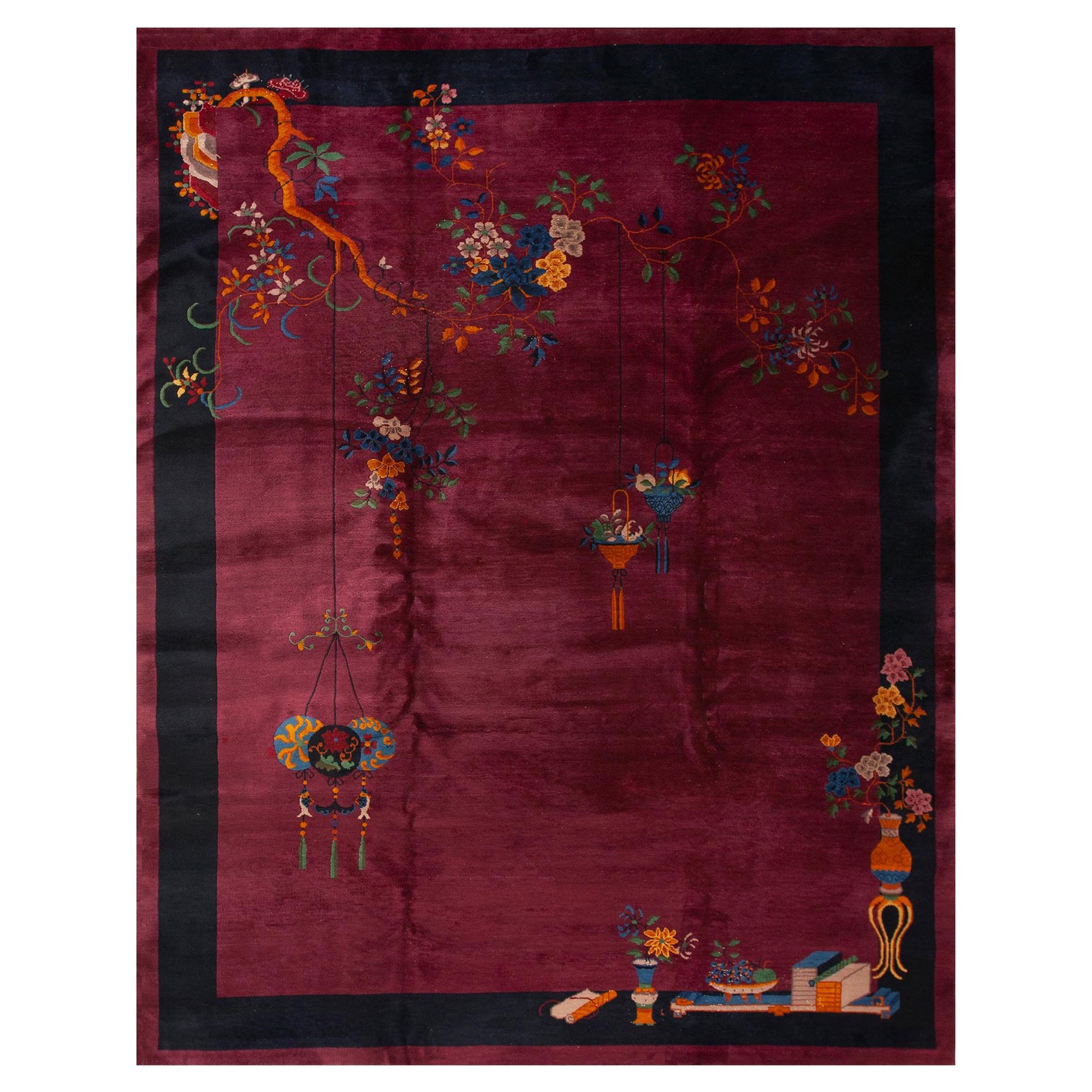 Antique Chinese Art Deco Rug 11' 4'' x 15' 4'' For Sale