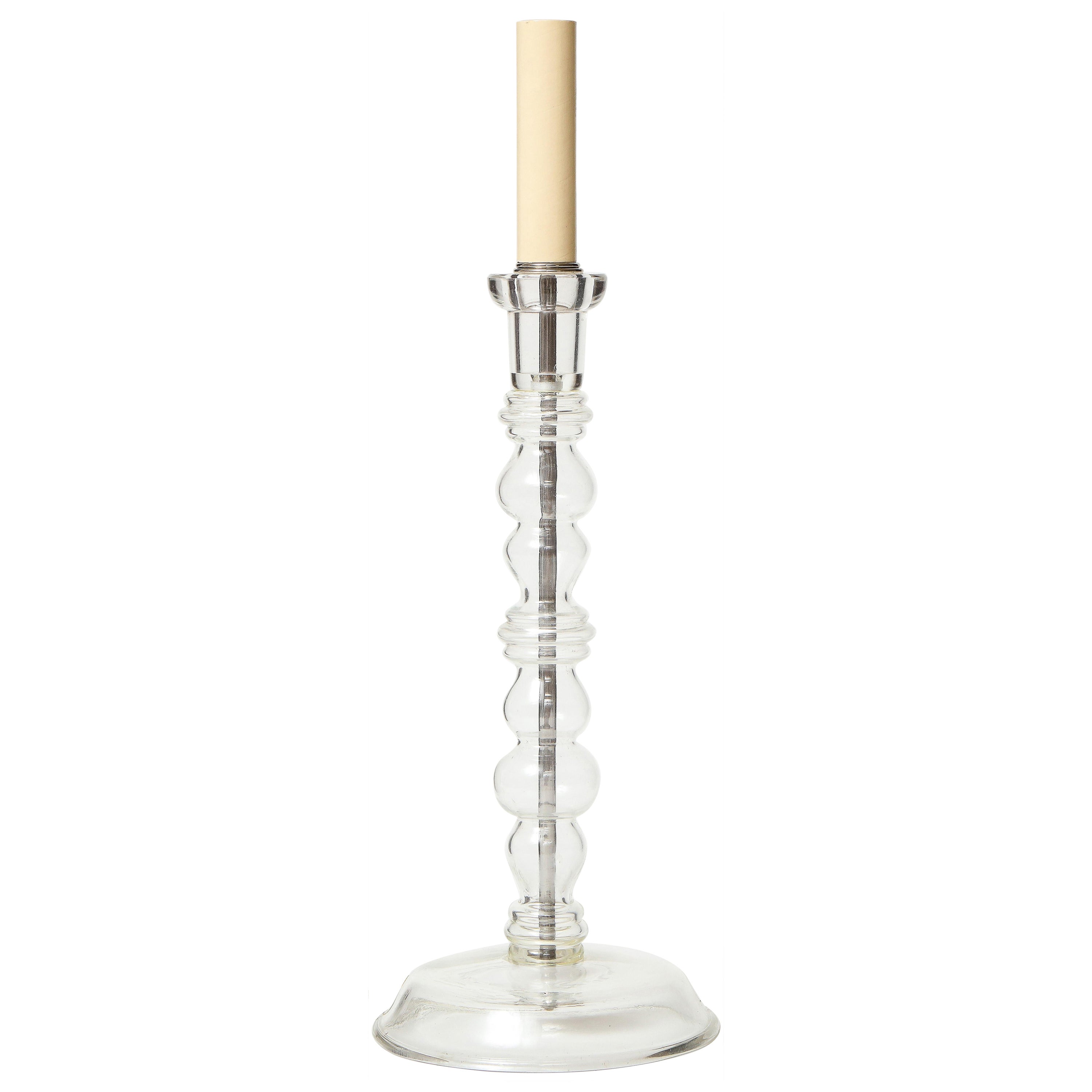 Cast-Glass Candlestick Lamp For Sale