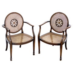 English Caned Bergere Armchairs of Mahogany, Individually Priced