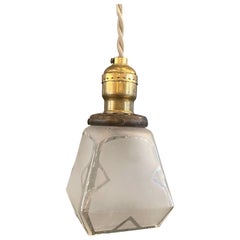 Petite Arts and Crafts Faceted Frosted Glass Pendant Light