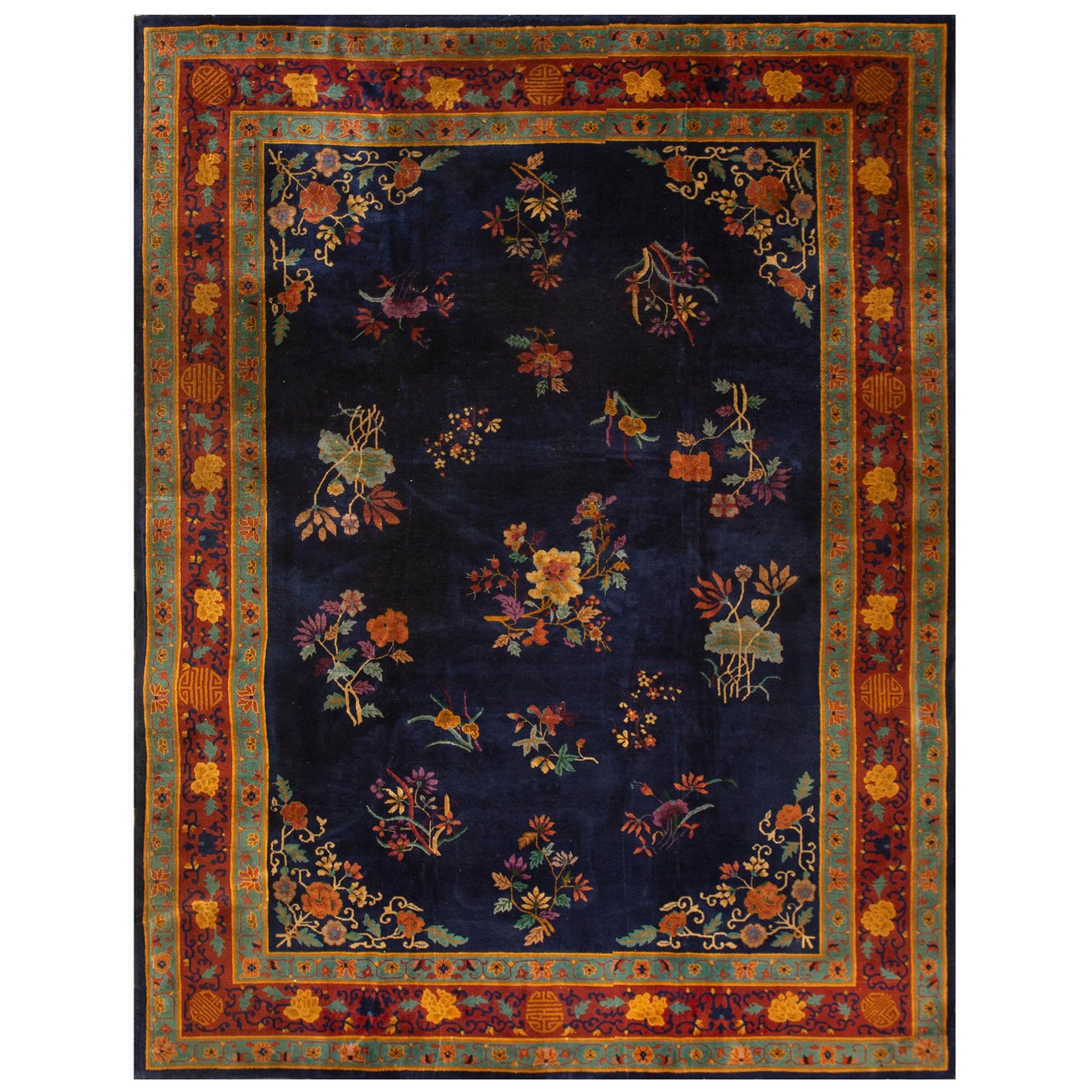 1920s Chinese Art Deco Carpet ( 8'10" x 11'7" - 269 x 353 ) For Sale