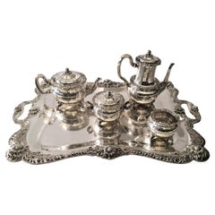 Tiffany & Co. Sterling Silver Chrysanthemum 4-Piece Tea Coffee Set with Tray