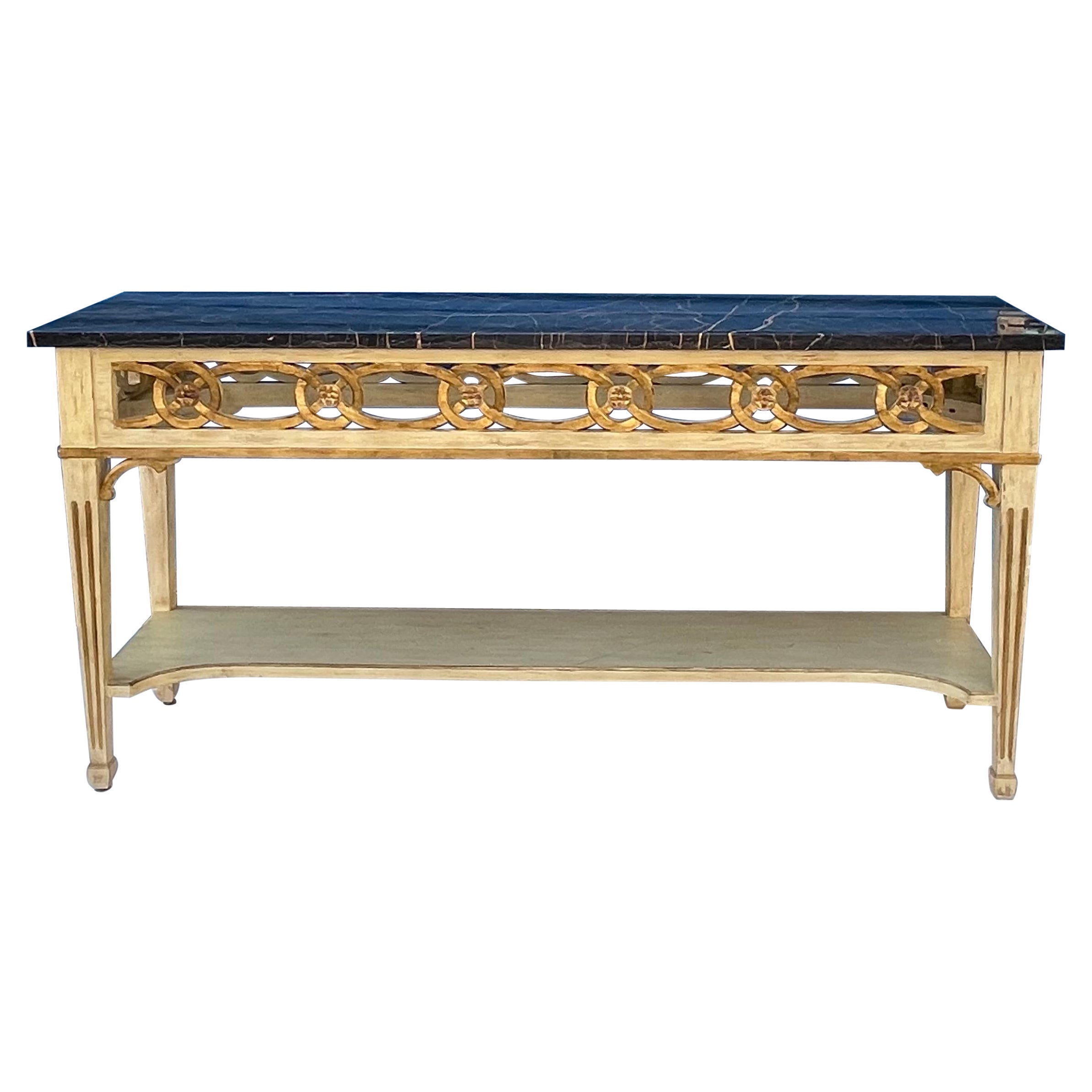 Neoclassical Italian Neo-Classical Style Giltwood Marble Top Console Table