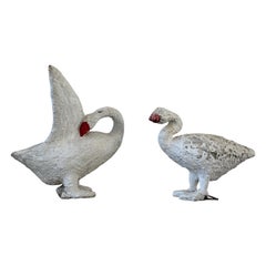 Vintage Concrete Geese Sculptures