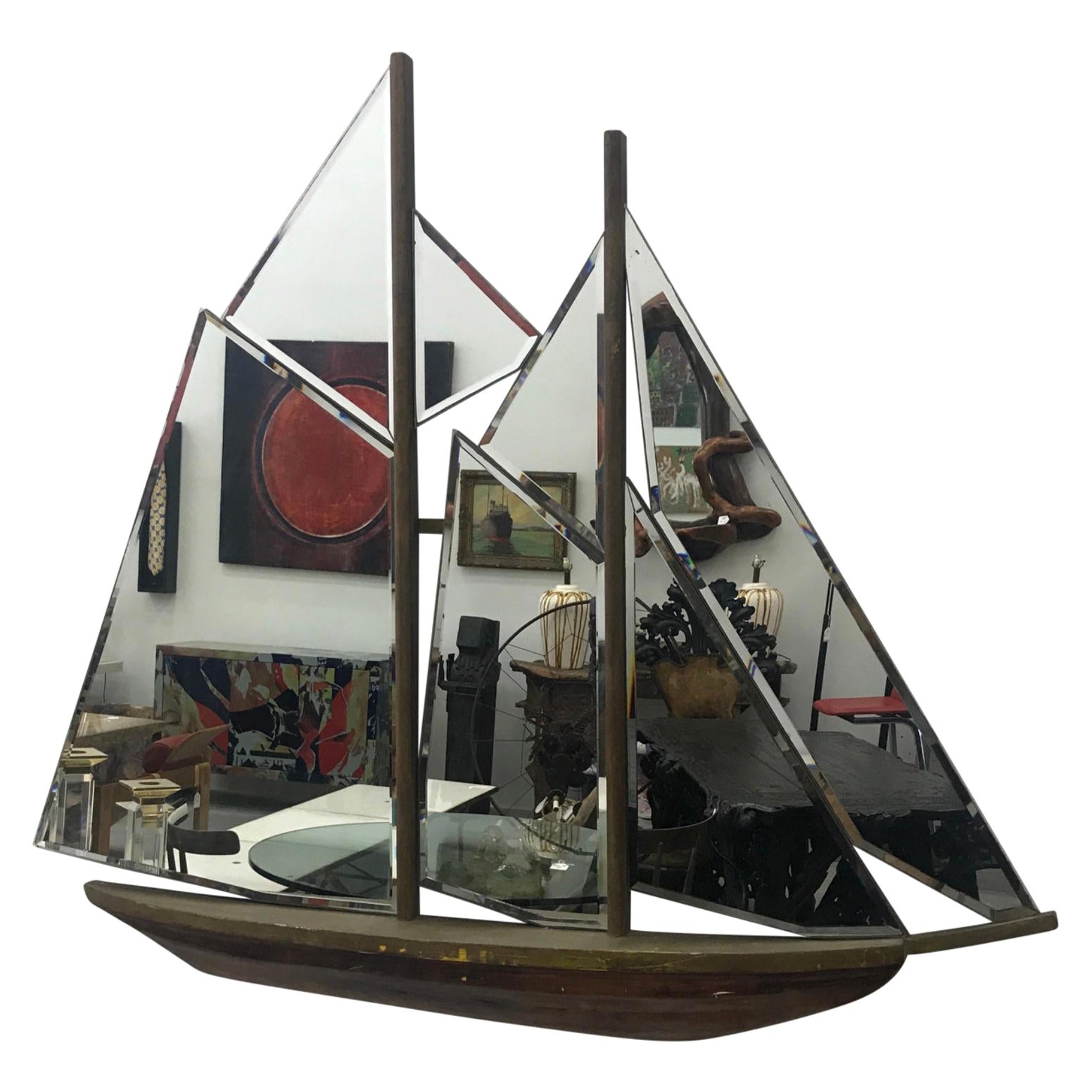 Art Deco Sailboat Mirror For Sale