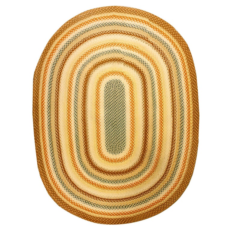 Antique American Braided Rug 9' 5'' x 12' 4'' at 1stDibs