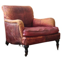 Early 20th Century Deep Seated Howard & Son Style Red Leather Armchair