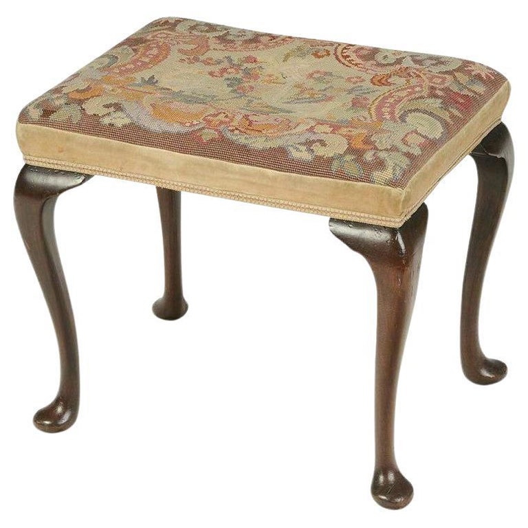 19th Century Queen Anne Upholstered Stool