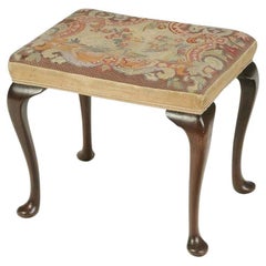 19th Century Queen Anne Upholstered Stool