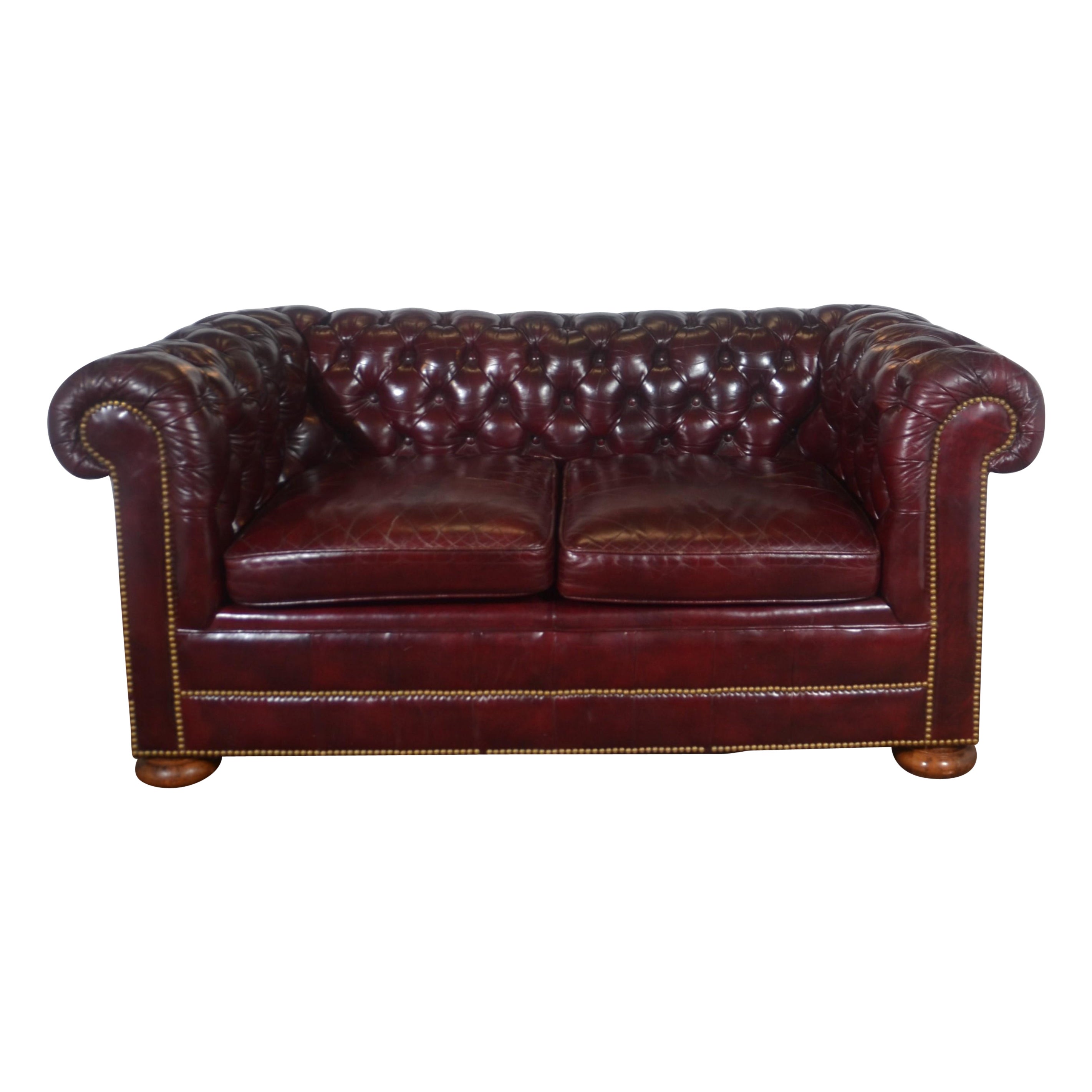 Chesterfield Style Leather Loveseat