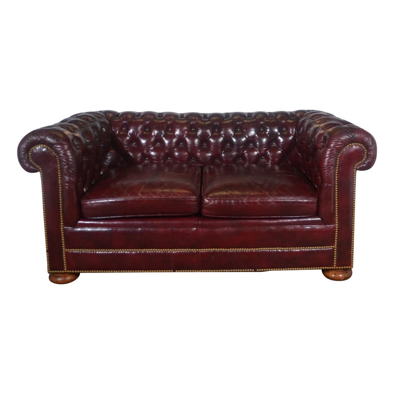 Chesterfield Style Leather Loveseat by Hickory For Sale at 1stDibs