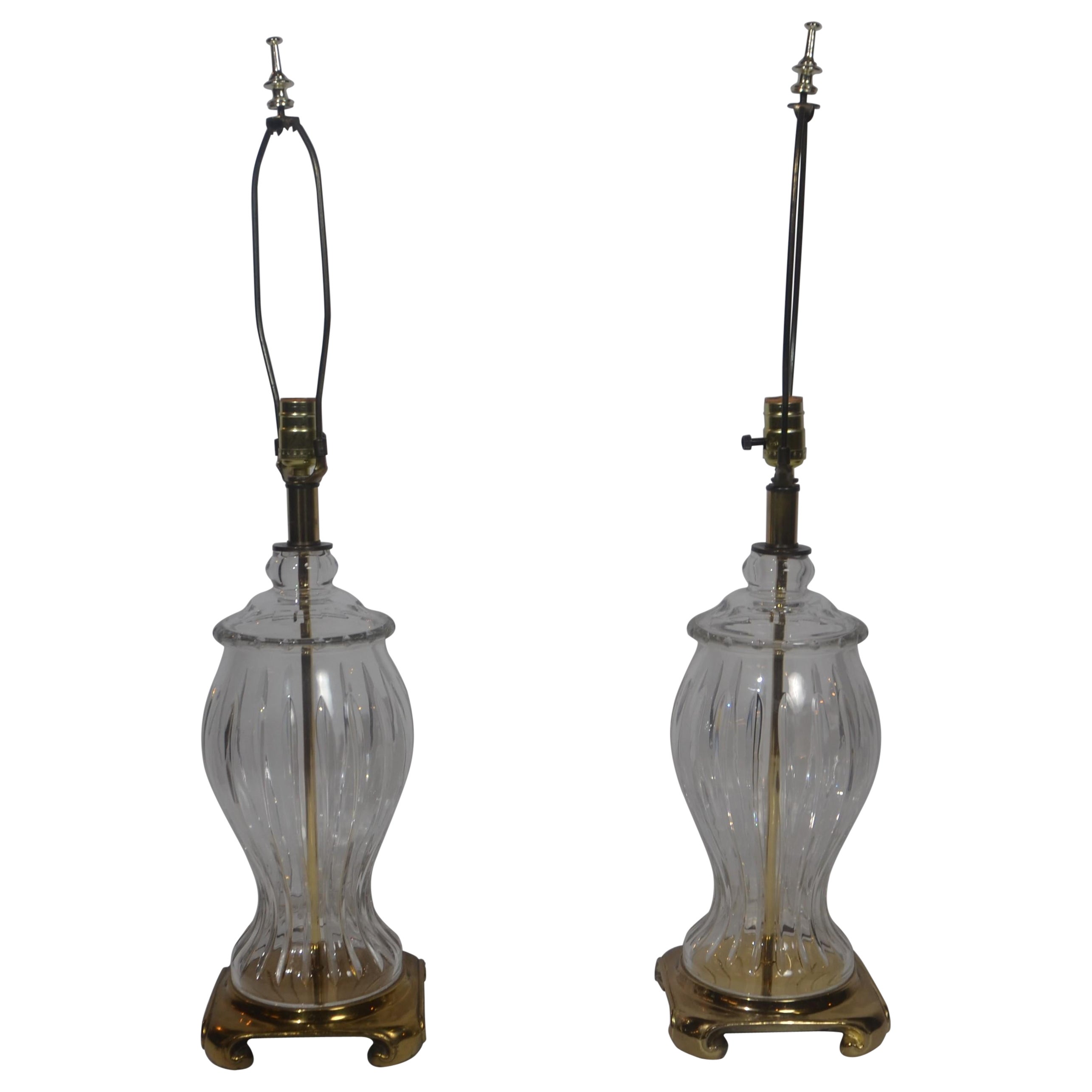 Crystal Glass Table Lamps Set of 2 For Sale