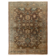 Hand-Knotted Antique Persian Rug, Beige-Brown Blue Floral Pattern by Rug & Kilim