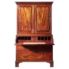18th-Century George II Mahogany Secretaire Linen Press, Attributed,Giles Grendey
