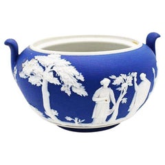 Antique Portland Blue Jasperware Bowl with White Overlay by Wedgwood England