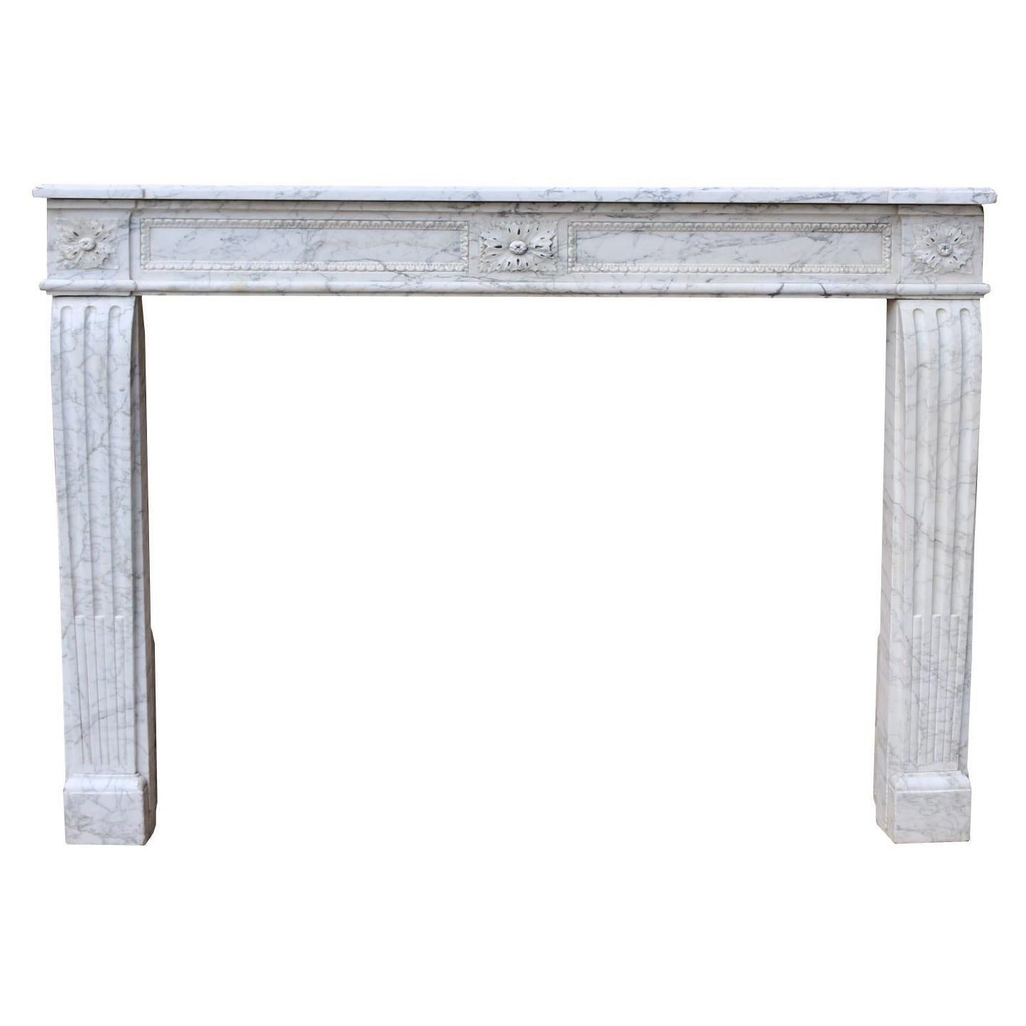 Antique Louis XVI Carrara Marble Mantel For Sale