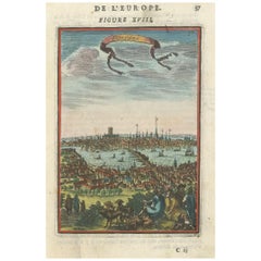 Attractive Antique Miniature View of Pre-fire London, Late 17th Century