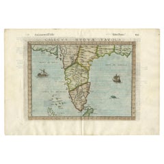 Rare Attractive Antique Map of Asia, India, Sri Lanka, Maldives, 1599