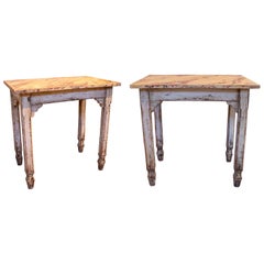 Pair of 1950s Spanish Faux Marble Wooden Console Tables