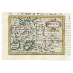 Carte ancienne miniature néerlandaise du début du 17e siècle de l'Empire russe:: 1616