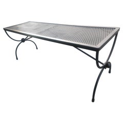 Mid-Century Modern Iron Mesh Bench with Arched Legs Salterini