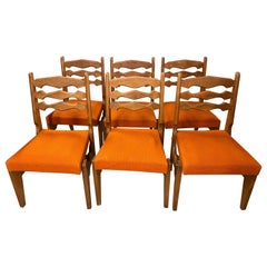 Set of 6 Guillerme & Chambron Dining Chairs in Oak, Edition Votre Maison, 1950's