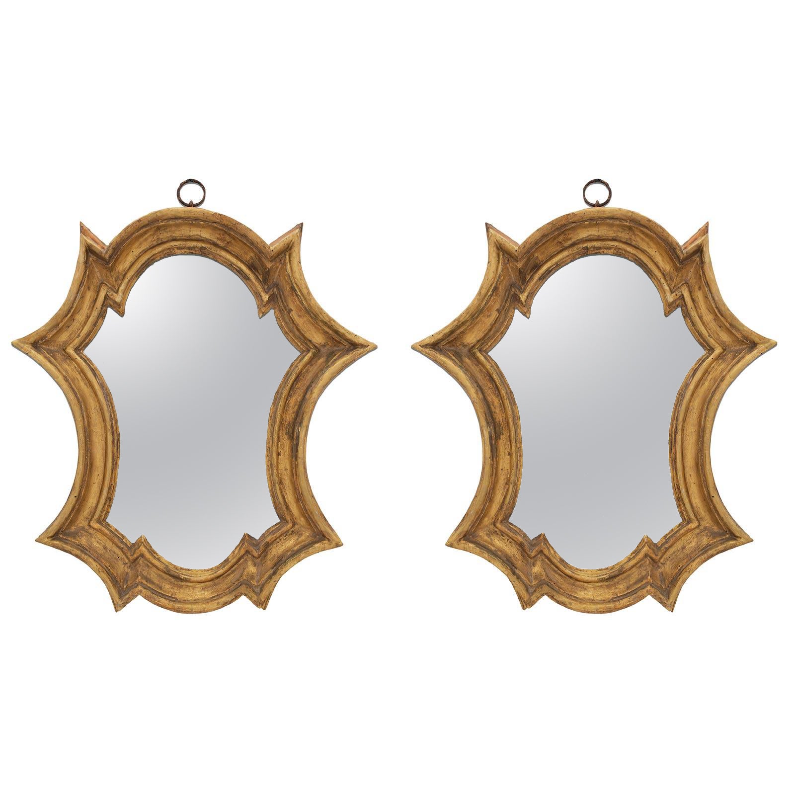 Paire de miroirs d'époque baroque italienne du début du XVIIIe siècle