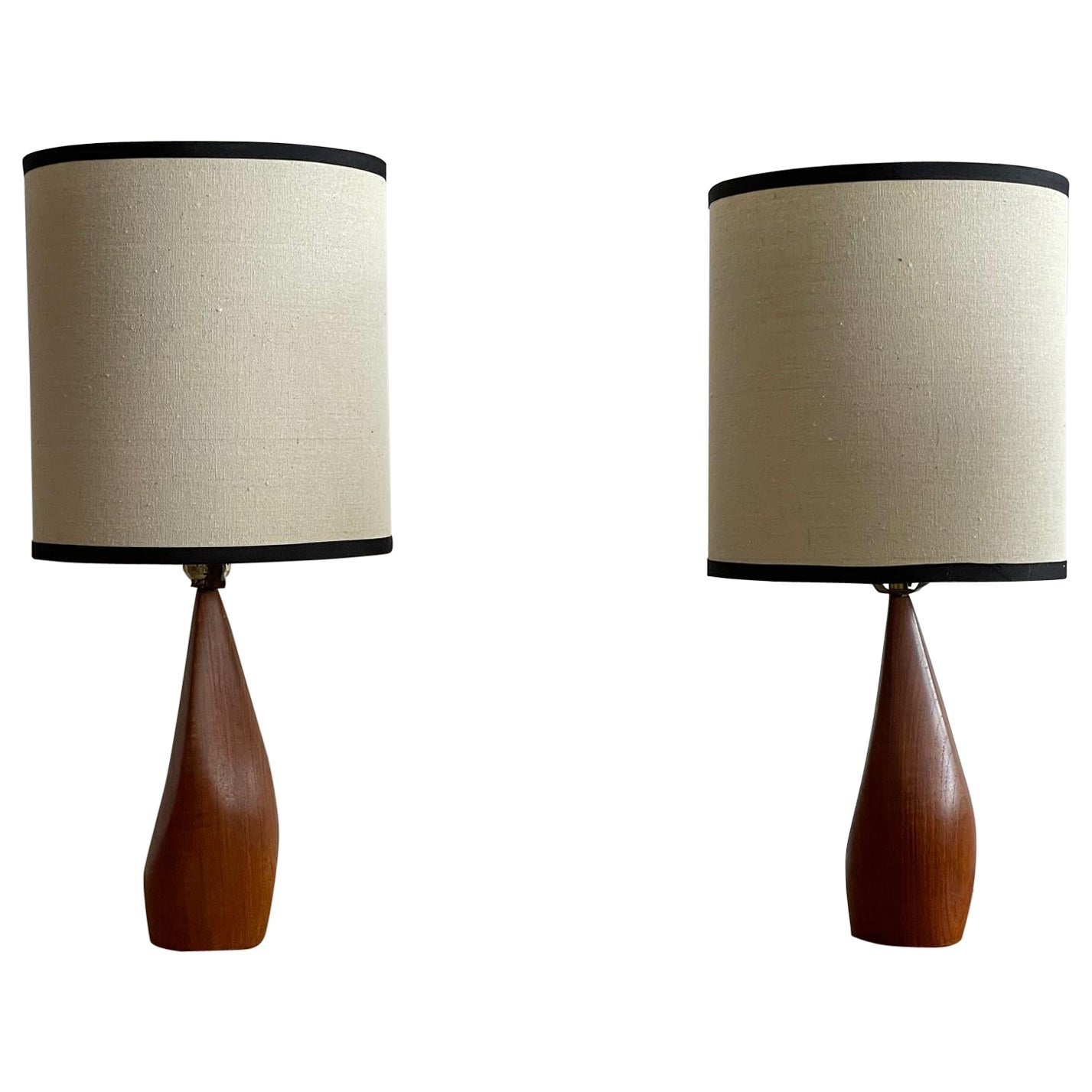 Pair of Biomorphic Danish Teak Lamps by Ernst Henriksen