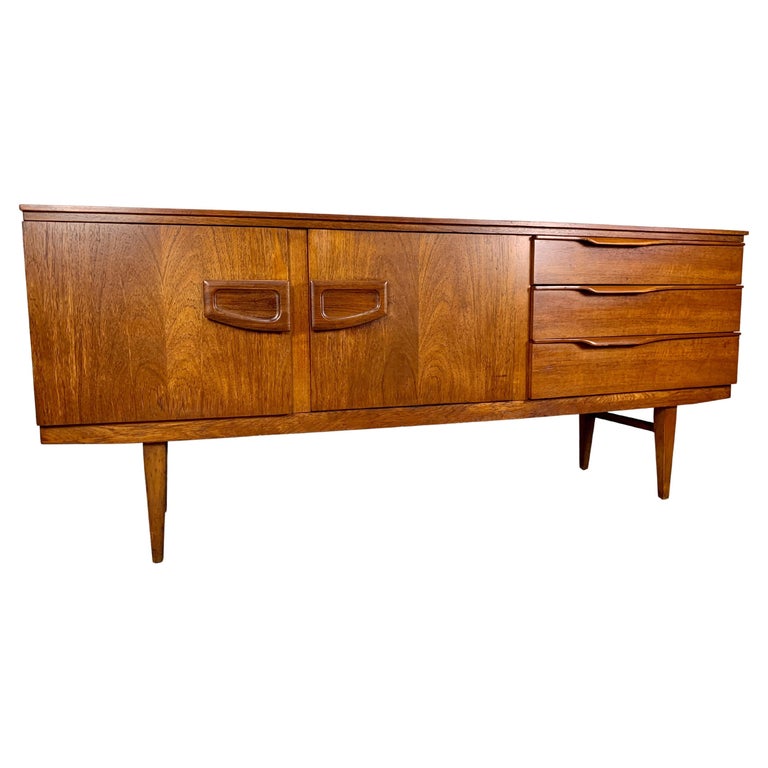 1960s Bow Front Teak Credenza For Sale