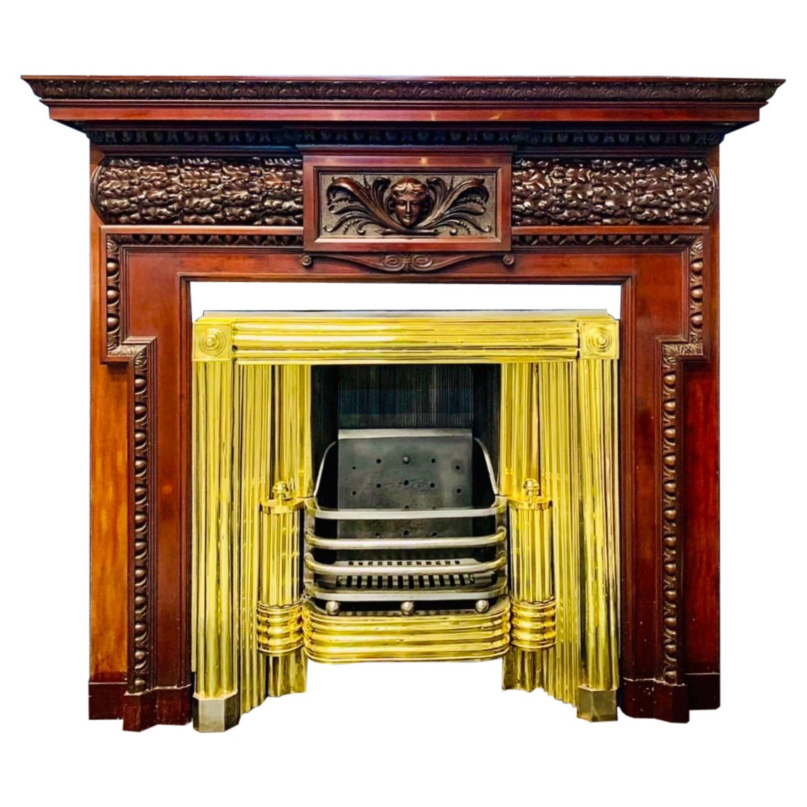 19th Century Carved Walnut Fireplace Surround For Sale
