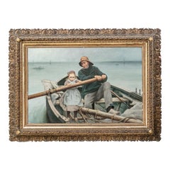 Charles Armor American Artist '1844-1911' Oil on Canvas "The Helping Hand"