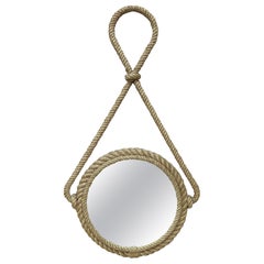 Unusual Round Rope Mirror Audoux Minet, circa 1960