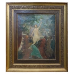 19th Century French Framed Impressionist Oil on Canvas